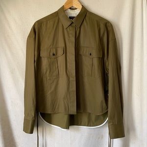 Rag and Bone women cropped top blouse army green